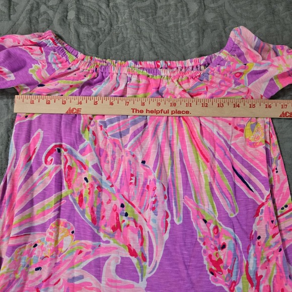 Lilly Pulitzer Pink Coral Vivid Floral‎ Tunic Knit Shirt Top  Blouse XXS - Picture 4 of 6